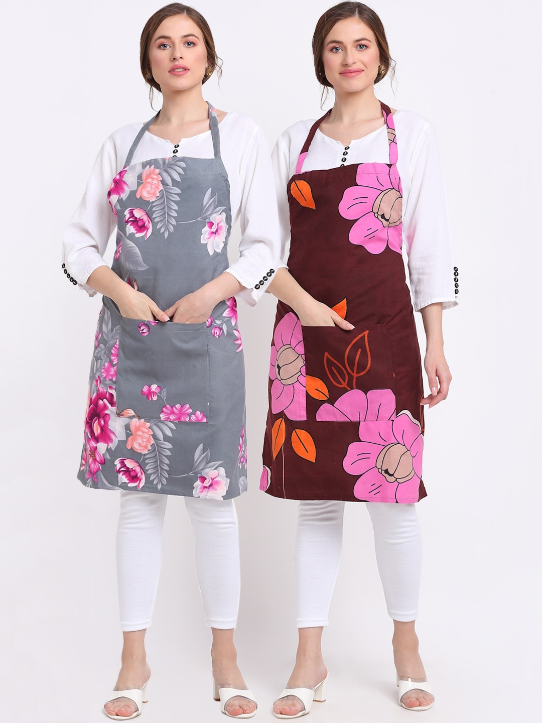 

TAG 7 Pack Of 2 Printed Aprons & Napkins, Maroon