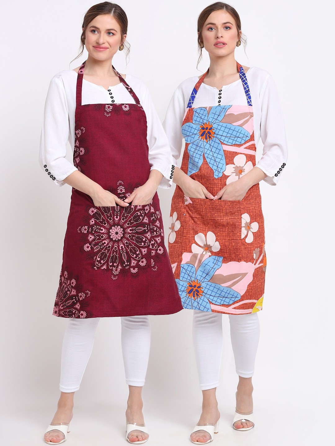

TAG 7 Pack Of 2 Printed Aprons & Napkins, Blue