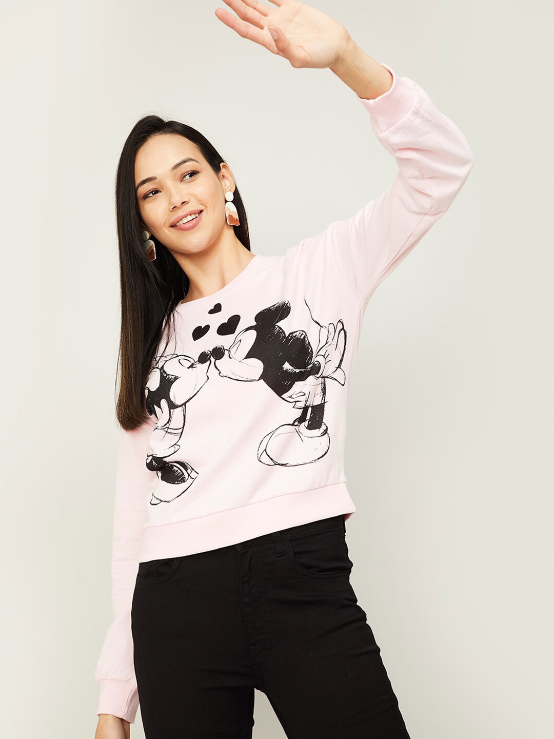 

Ginger by Lifestyle Women Pink Mickey & Minnie Printed Sweatshirt