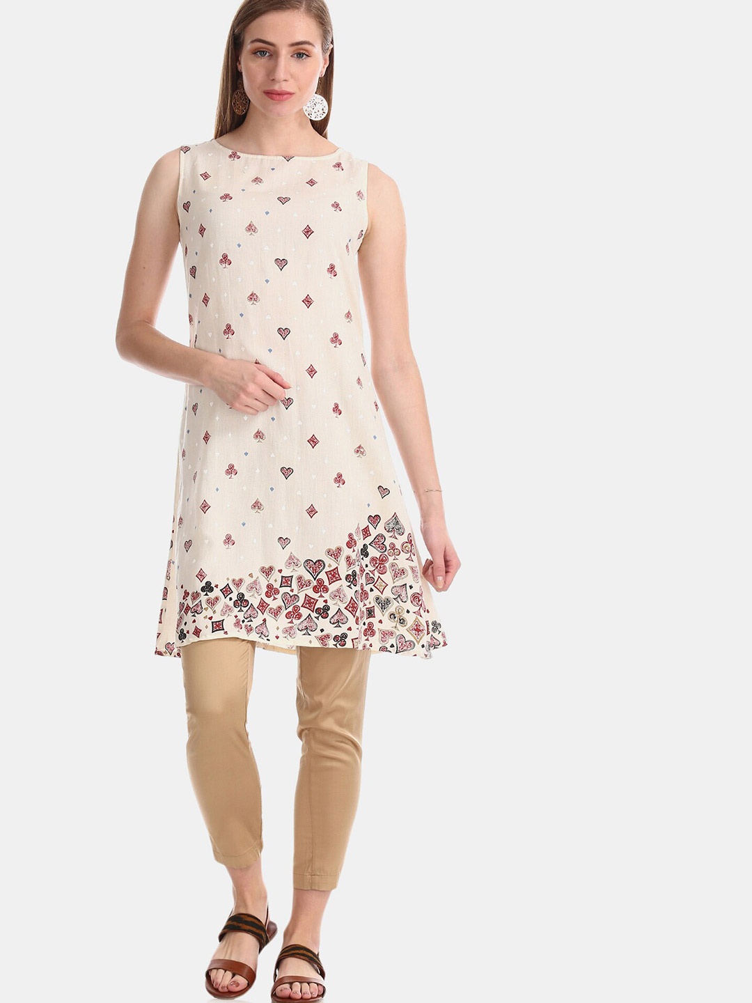 

Bronz White Floral A-Line Dress