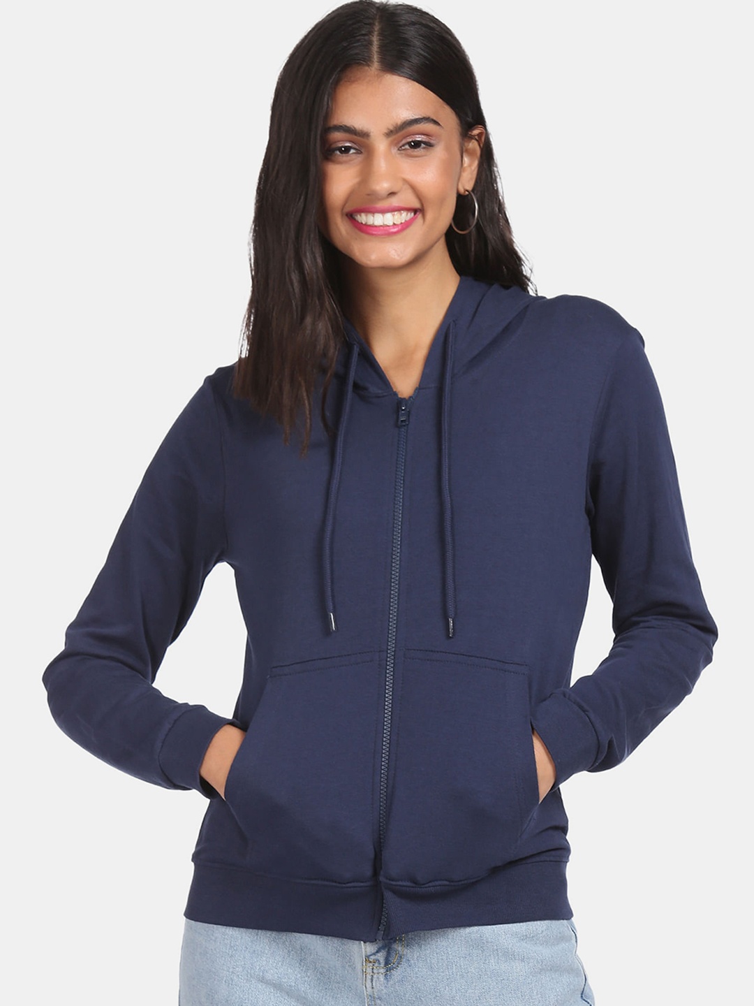 

Sugr Women Navy Blue Hooded Casual Sweat Shirt