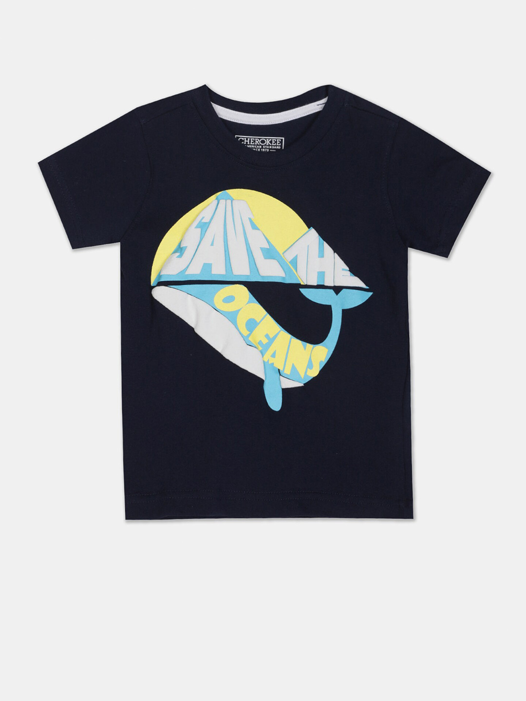 

Cherokee Boys Navy Blue Typography Printed T-shirt