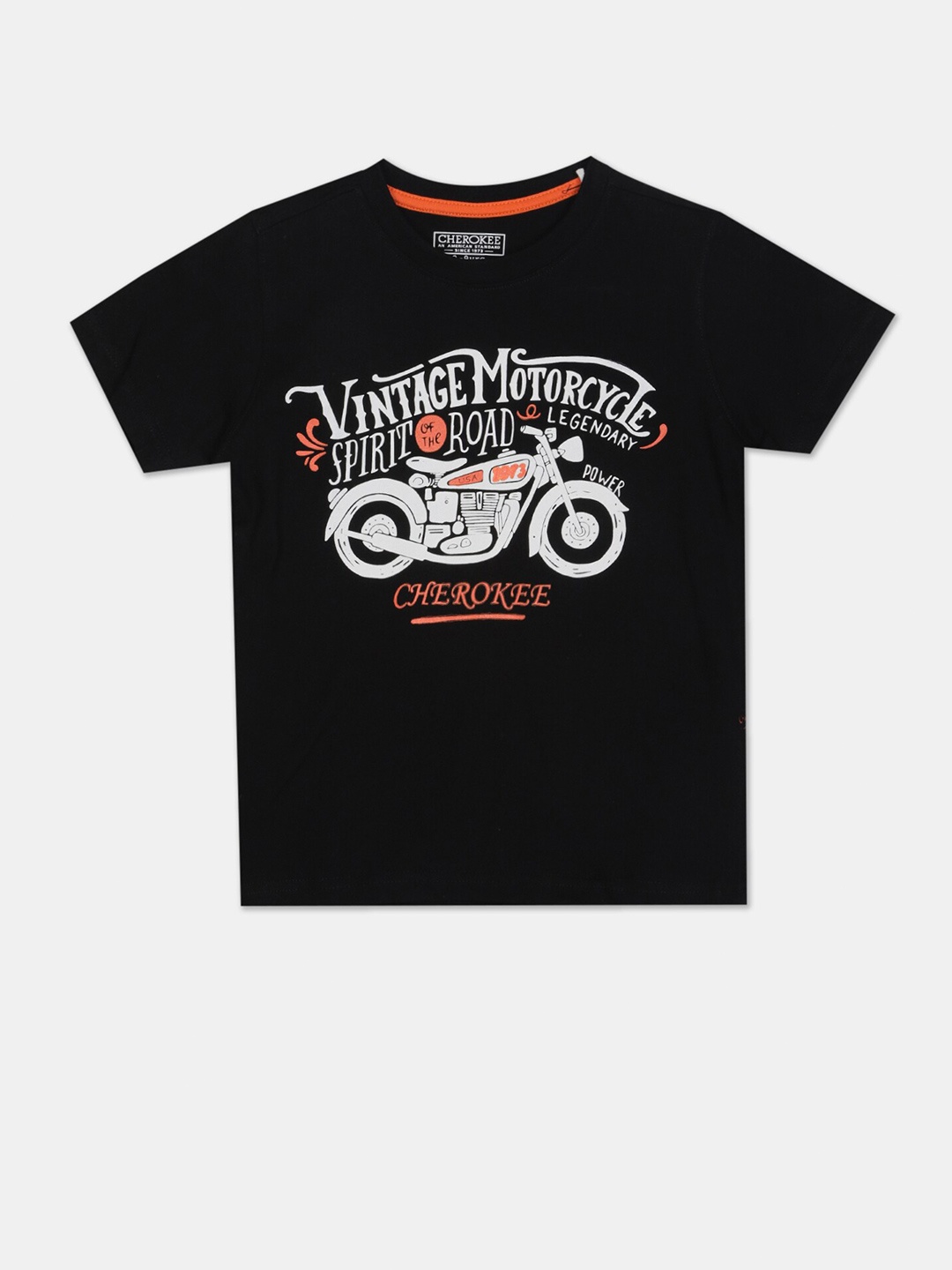 

Cherokee Boys Black & White Biker Printed T-shirt