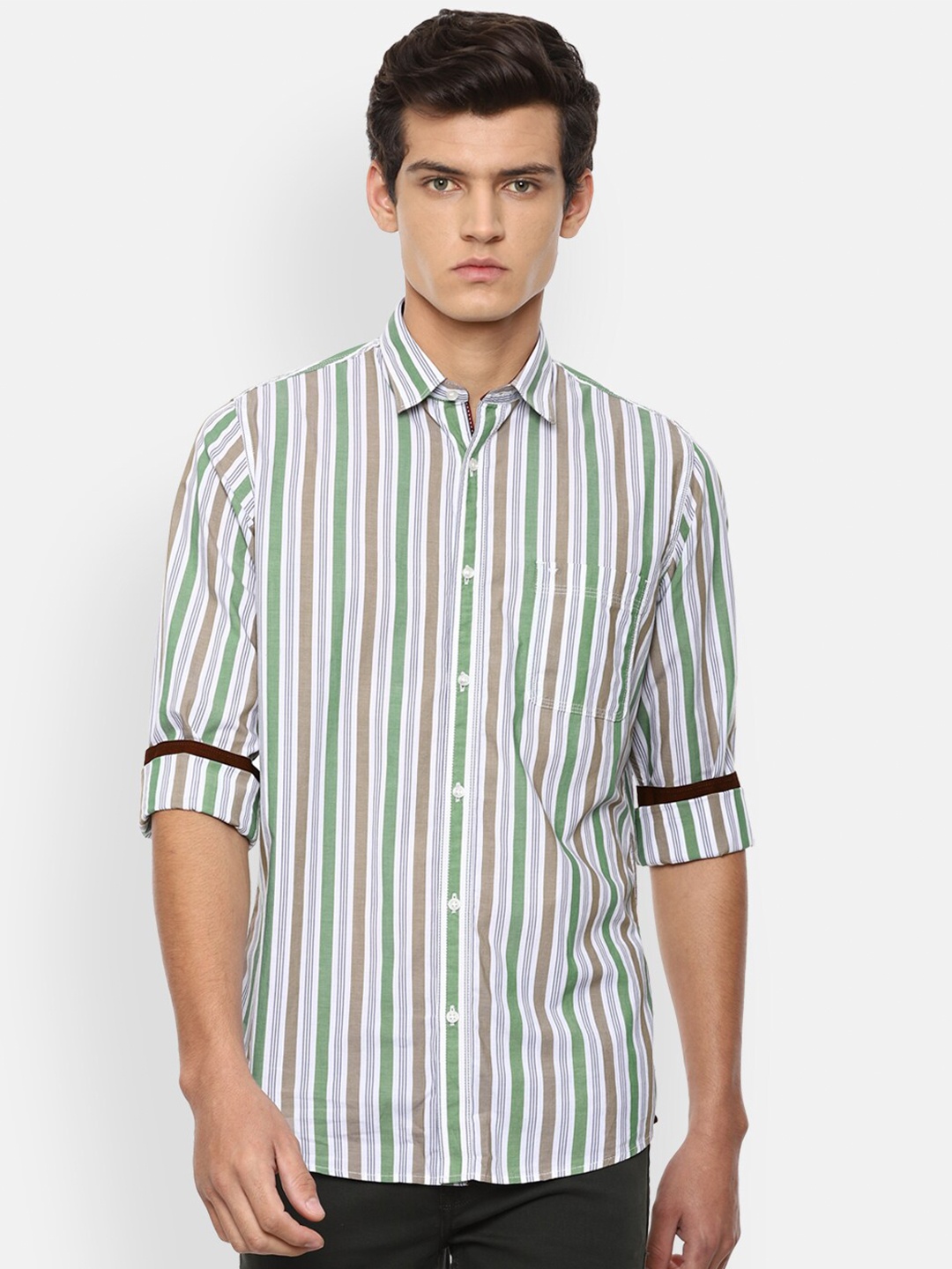 

Van Heusen Sport Men Grey Slim Fit Opaque Striped Casual Shirt