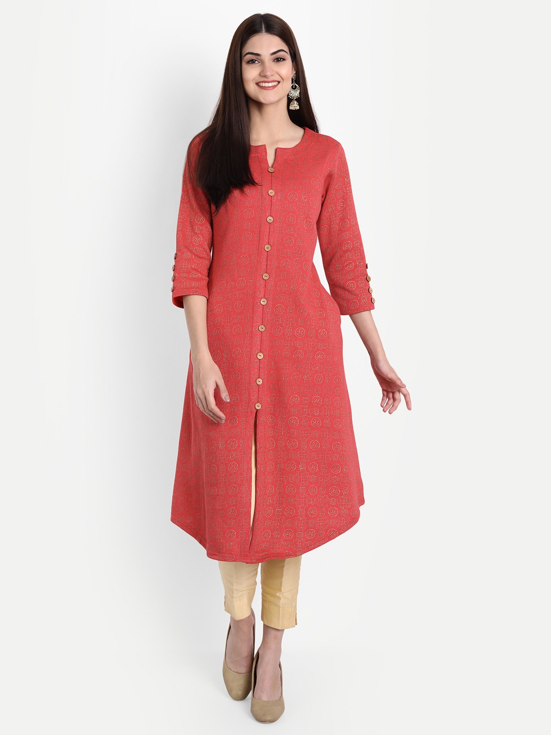 

SUTI Women Red Printed Kurta