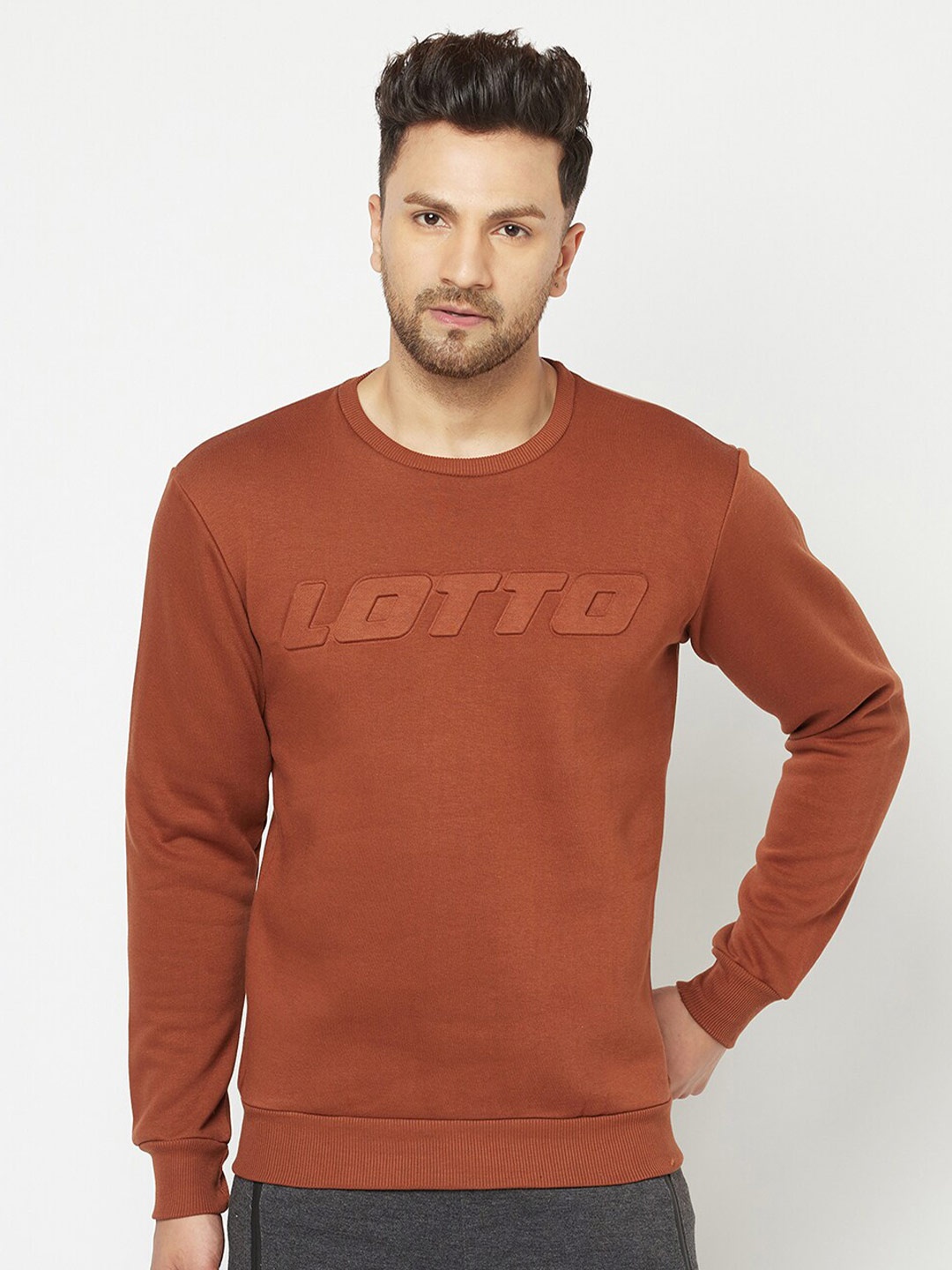 

Lotto Men Brown Hooded Sweatshirt