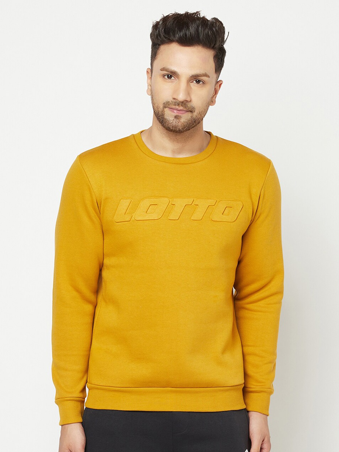 

Lotto Men Mustard Yellow Printed Sweatshirt