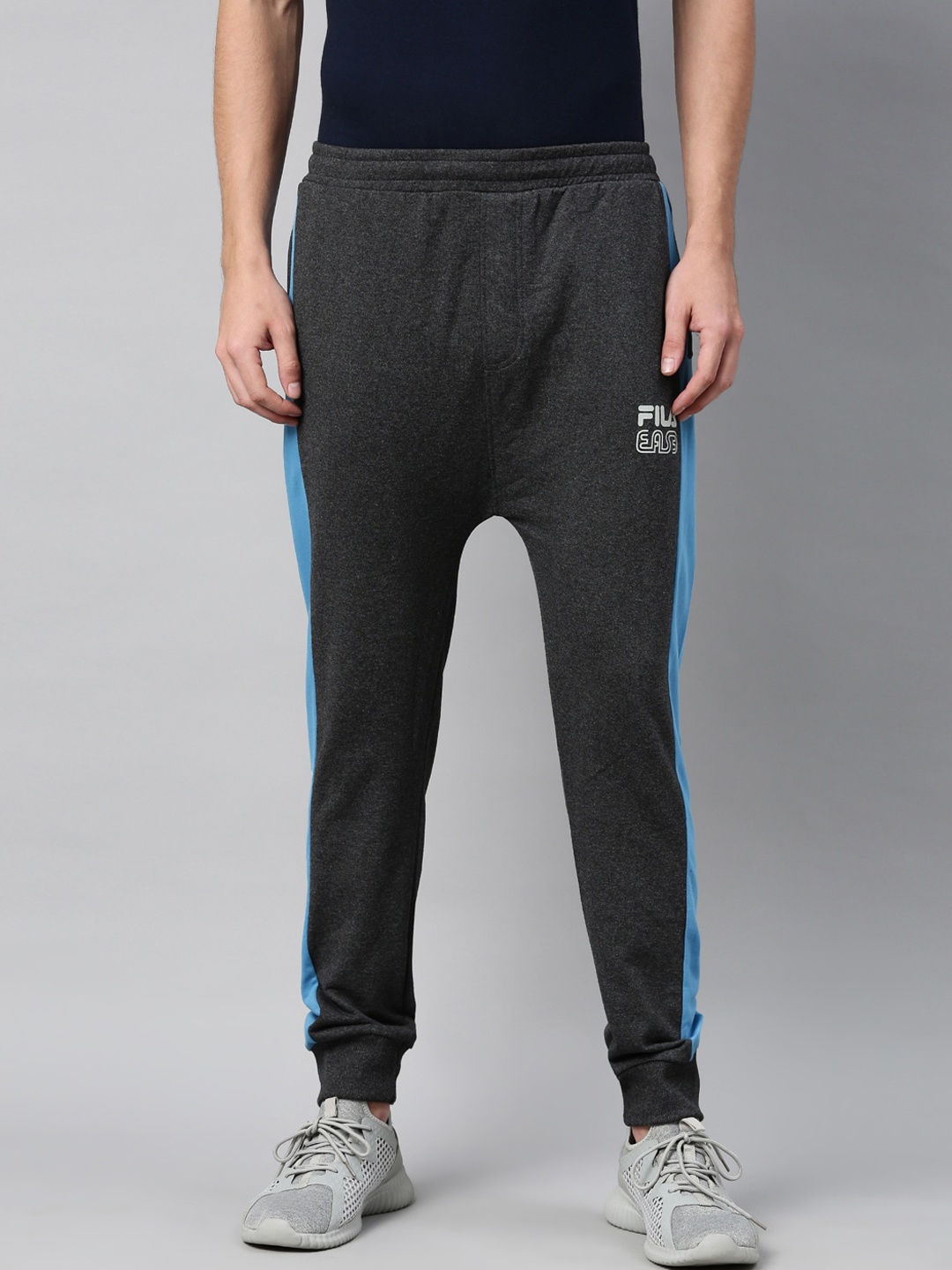 

FILA Men Charcoal Black Solid Pure Cotton Joggers