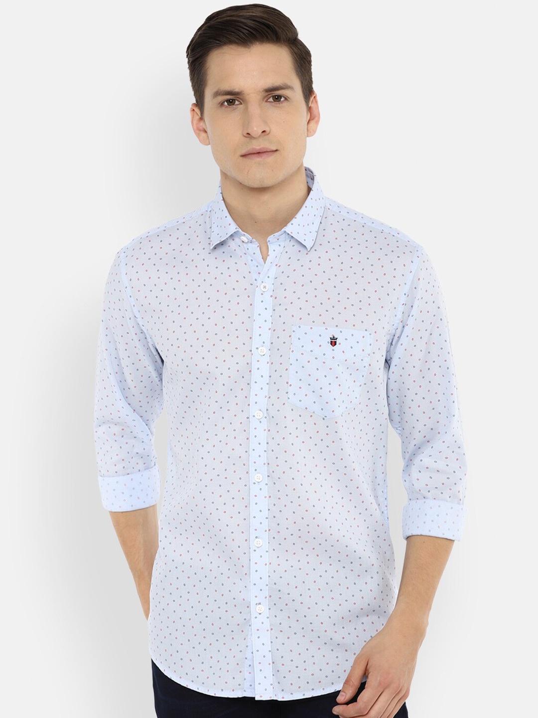 

Louis Philippe Sport Men Blue Pure Cotton Slim Fit Printed Casual Shirt