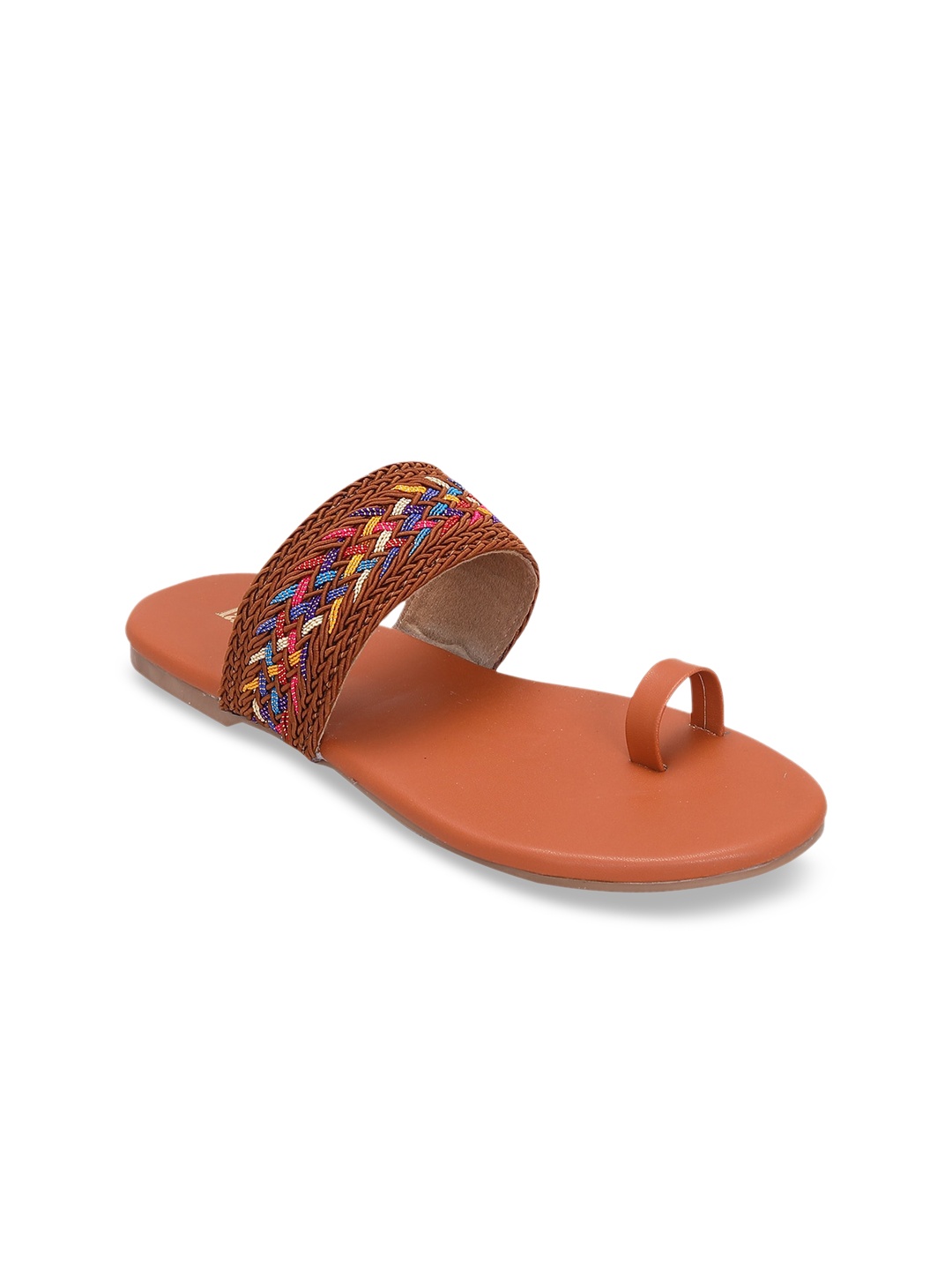 

LA SAVIE Women Tan Brown & Pink One Toe Flats