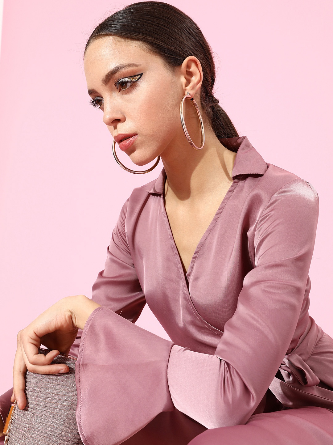

The Vanca Women Elegant Mauve Solid Satin Dress