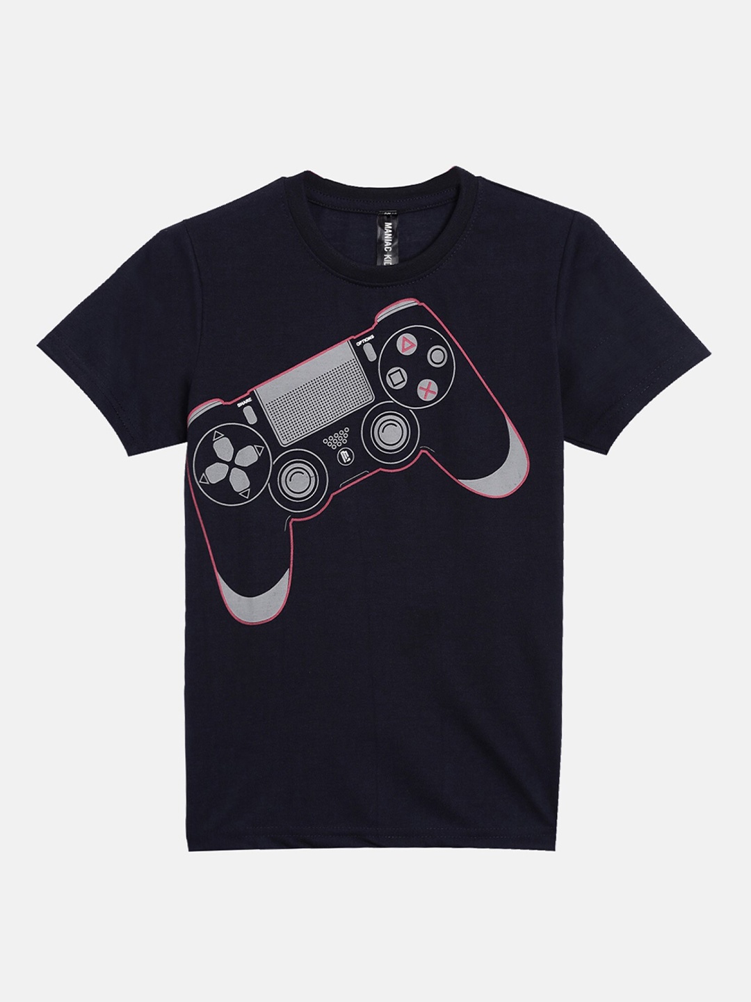

Maniac Boys Black Printed Slim Fit T-shirt