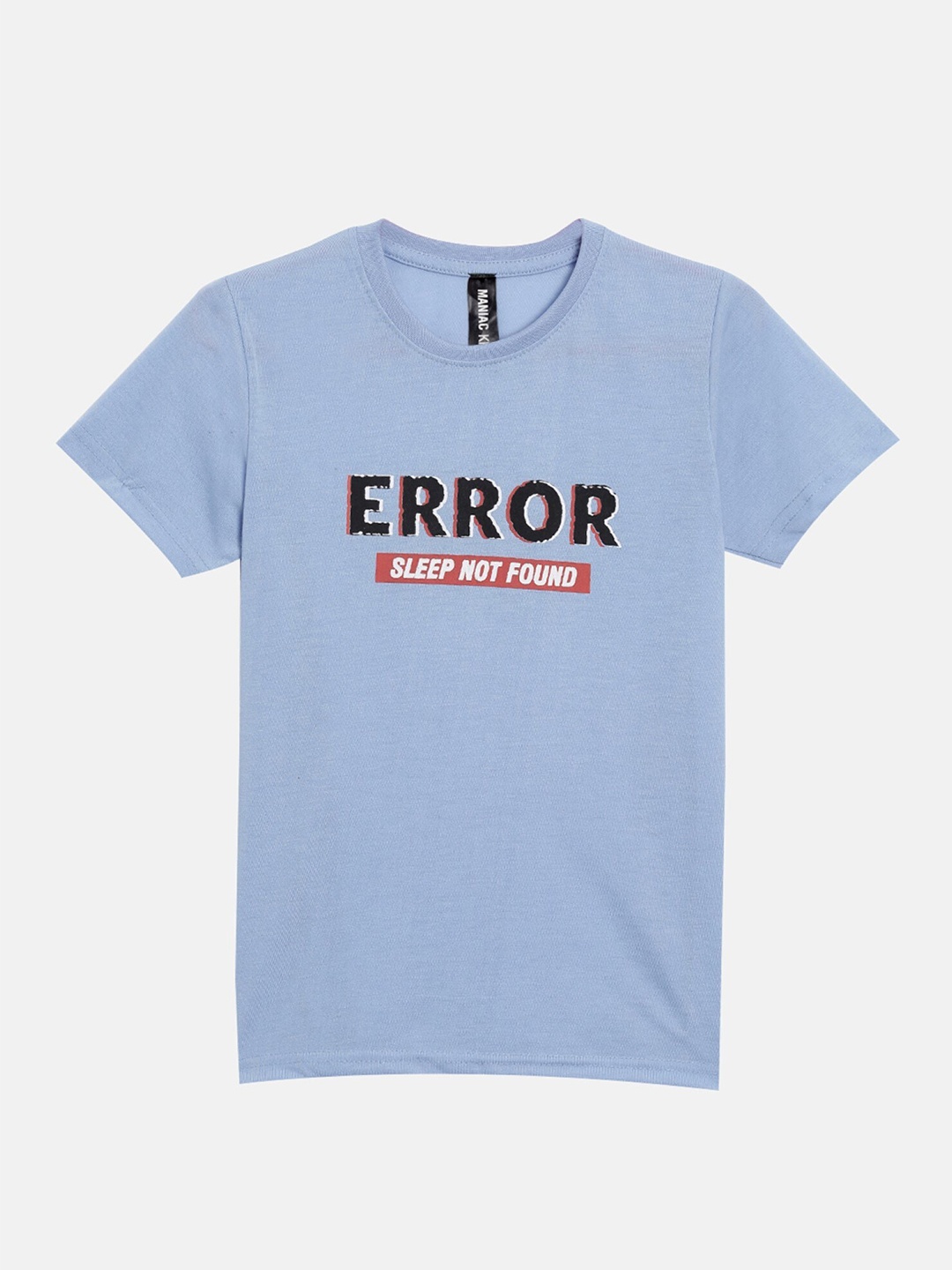 

Maniac Boys Blue Typography Printed Applique Slim Fit T-shirt