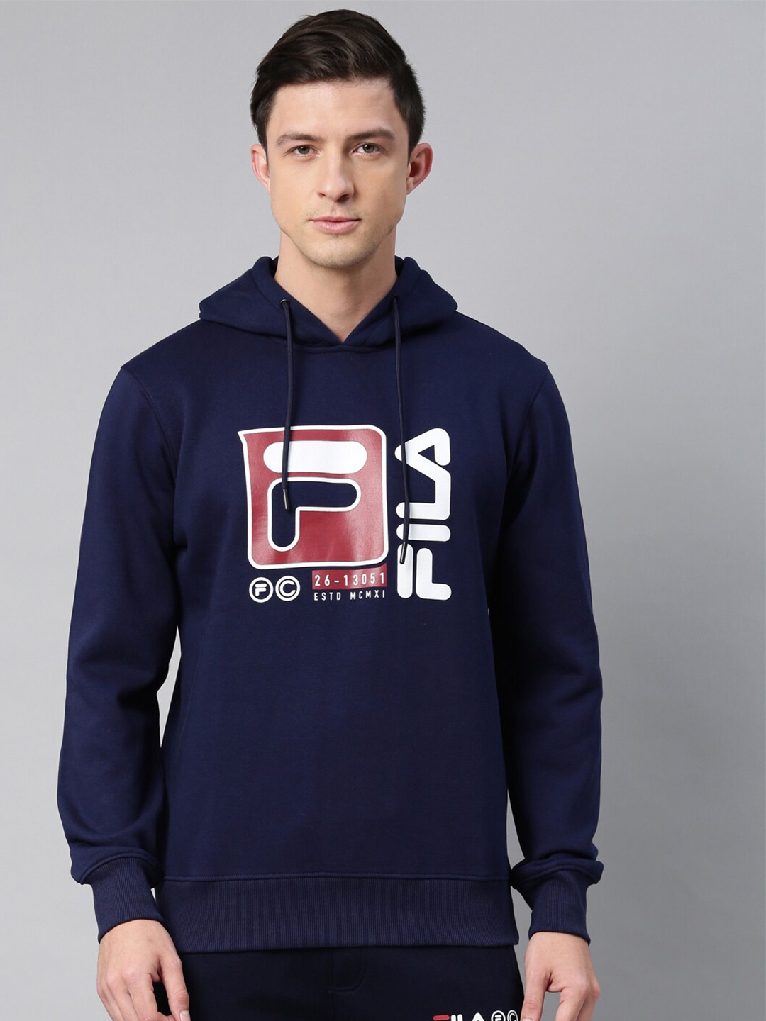 

FILA Men Blue & Red Brand Logo Printed Cotton Sweatshirt