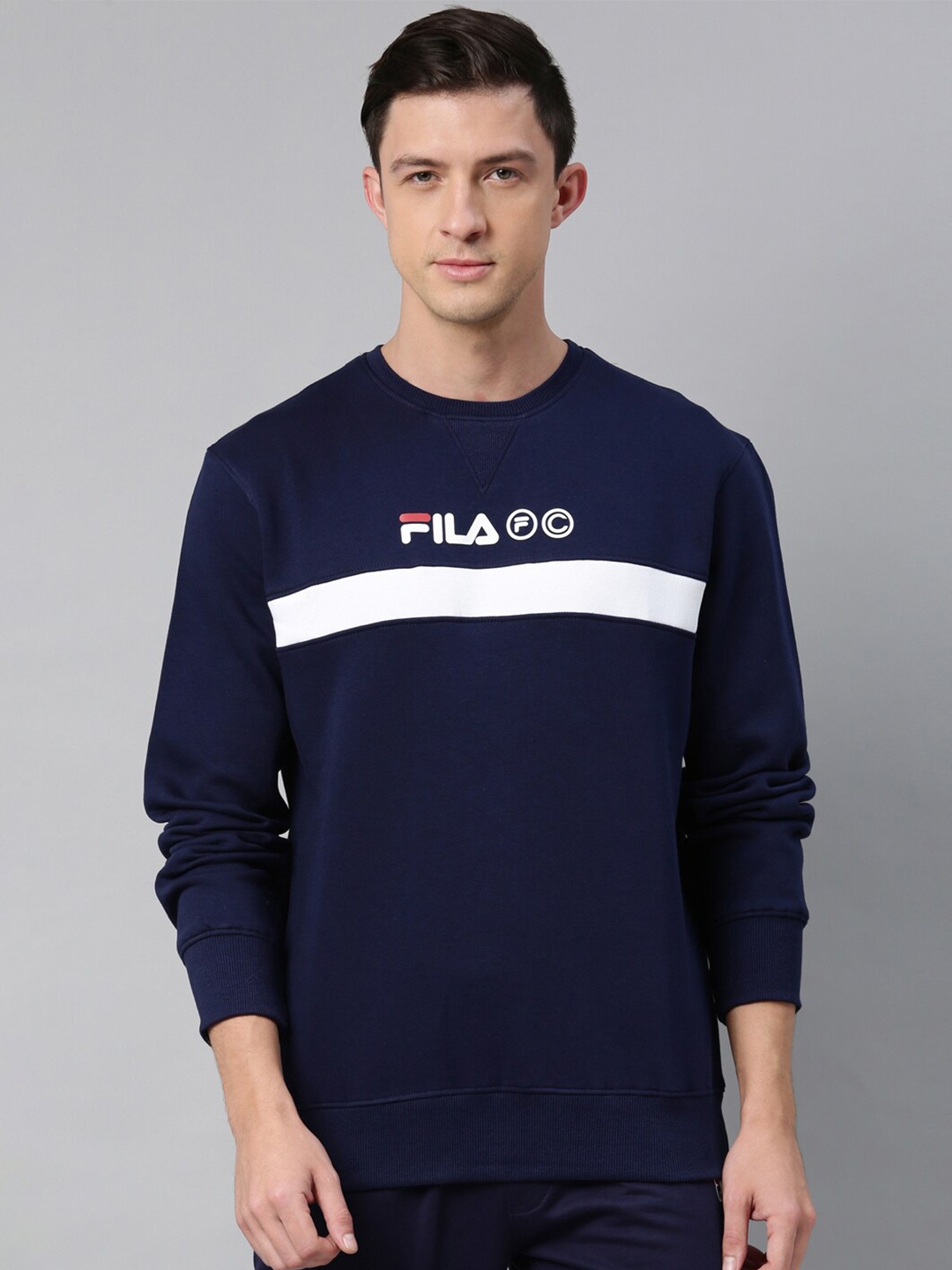 

FILA Men Blue Printed Sweatshirt