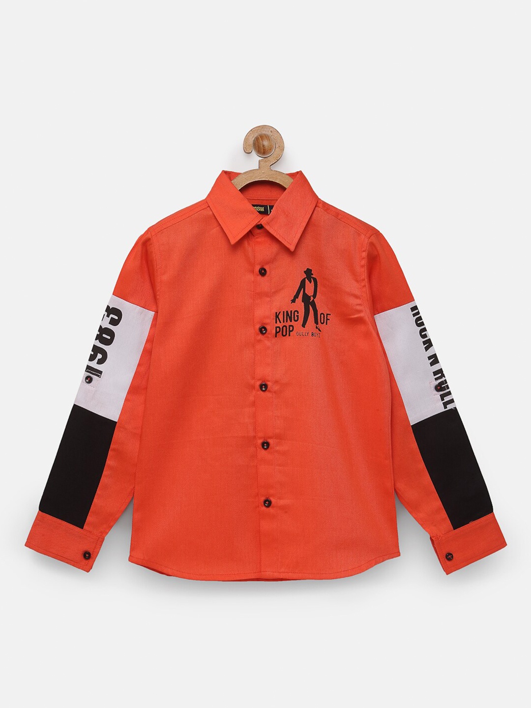 

NYNSH Boys Orange Opaque Casual Shirt