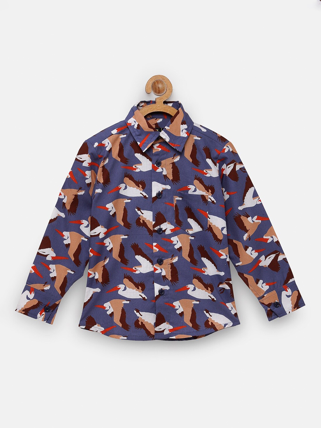 

NYNSH Boys Blue Opaque Printed Casual Shirt