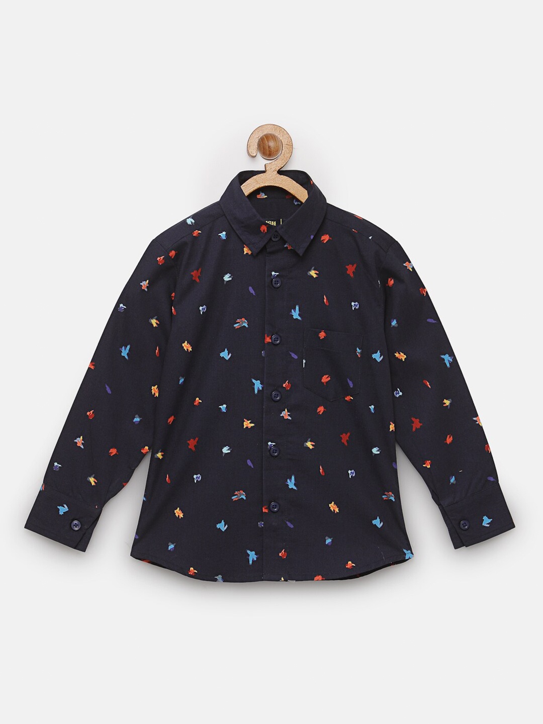 

NYNSH Boys Blue Opaque Printed Casual Shirt