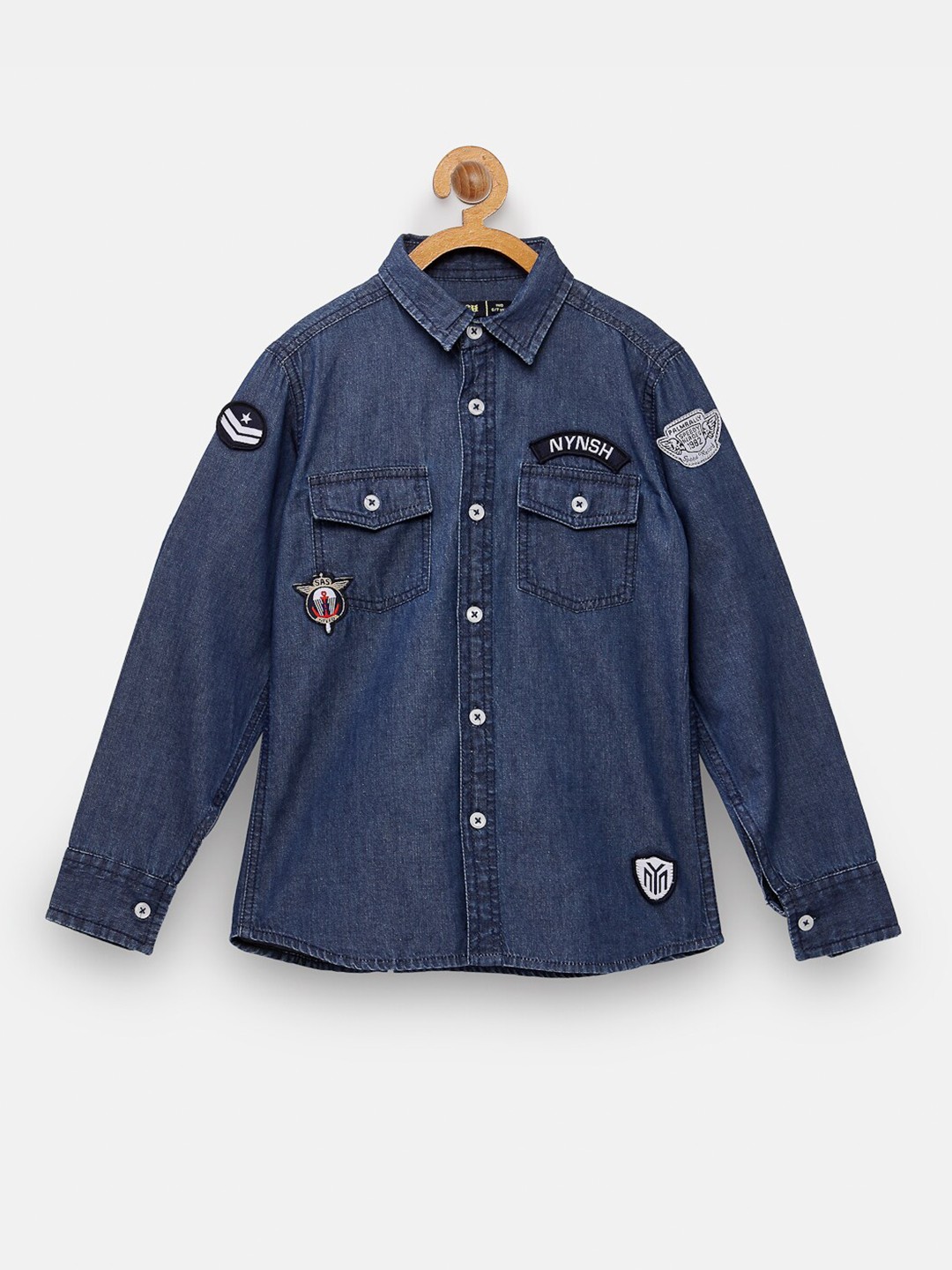 

NYNSH Boys Blue Opaque Cotton Casual Shirt