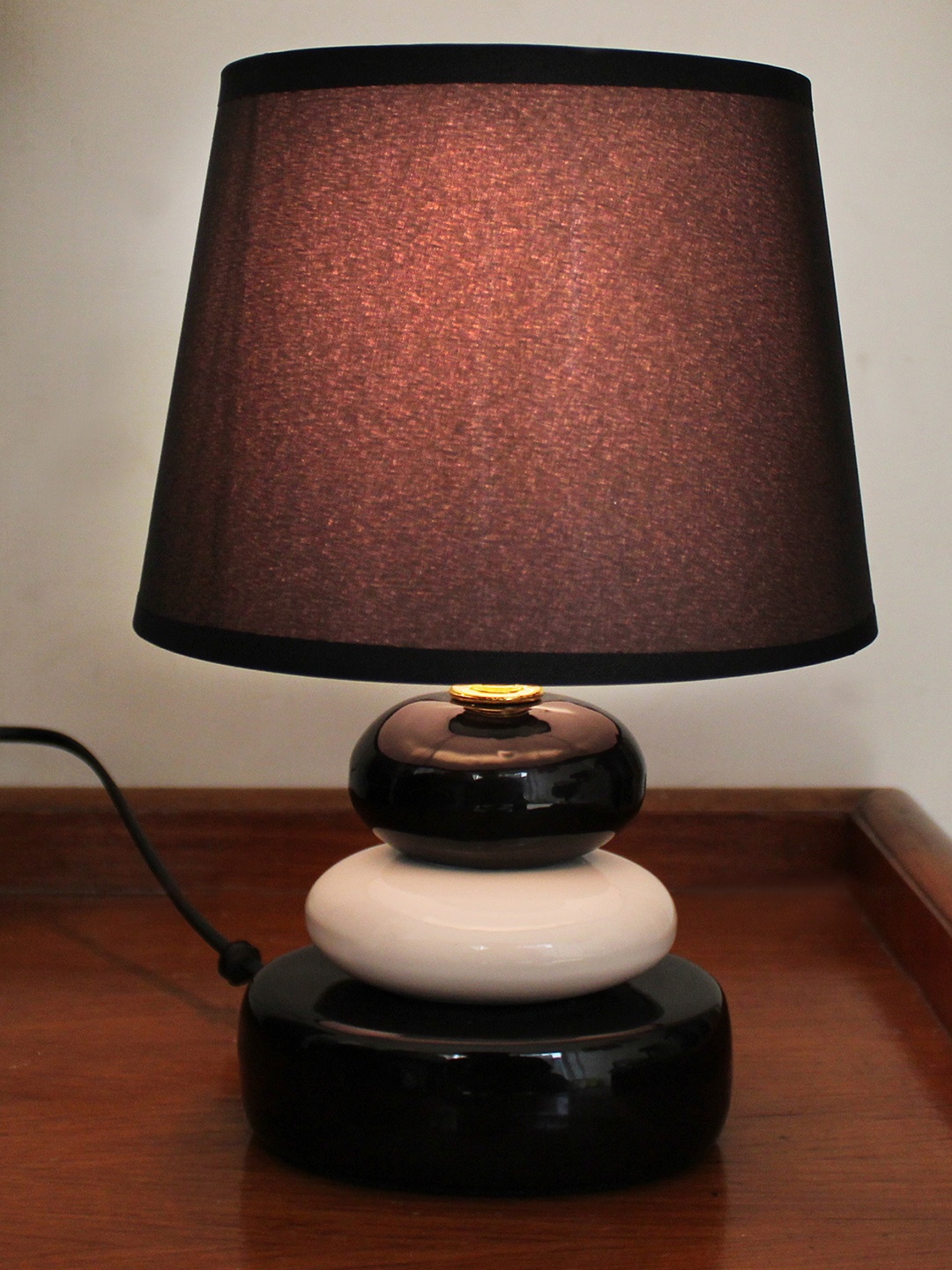

TIED RIBBONS Black Decorative Bedside Table Top Table Lamp with Shade