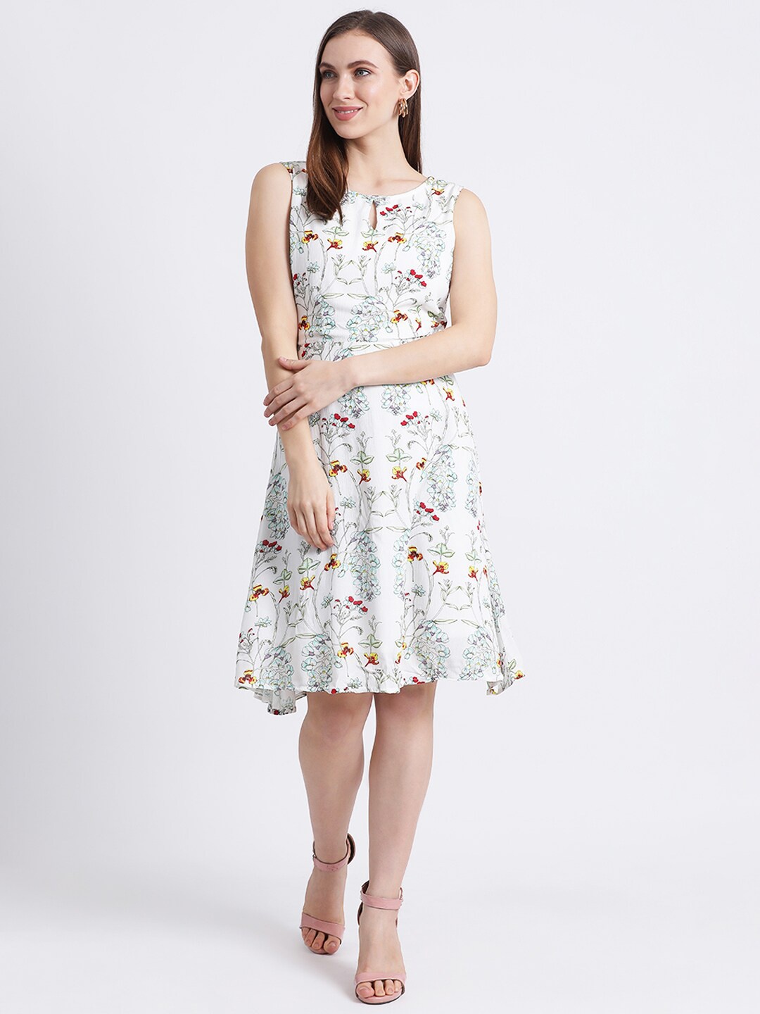 

Zink London White Floral Print Fit & Flare Dress