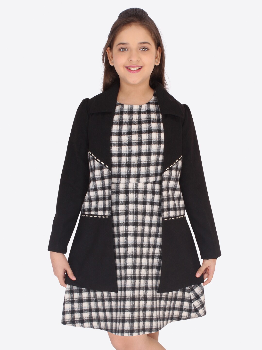 

CUTECUMBER Black Checked A-Line Dress