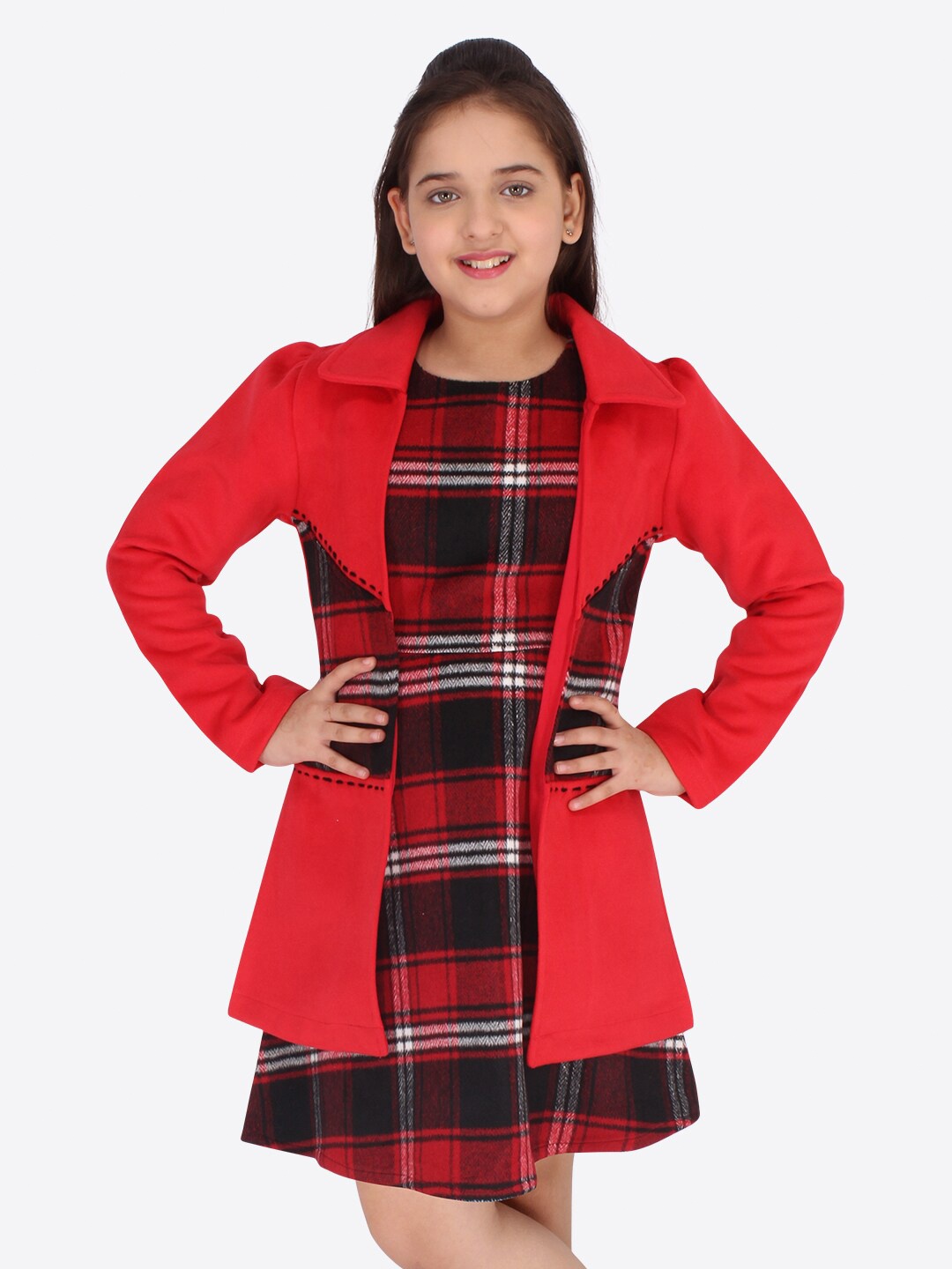 

CUTECUMBER Red Checked A-Line Dress