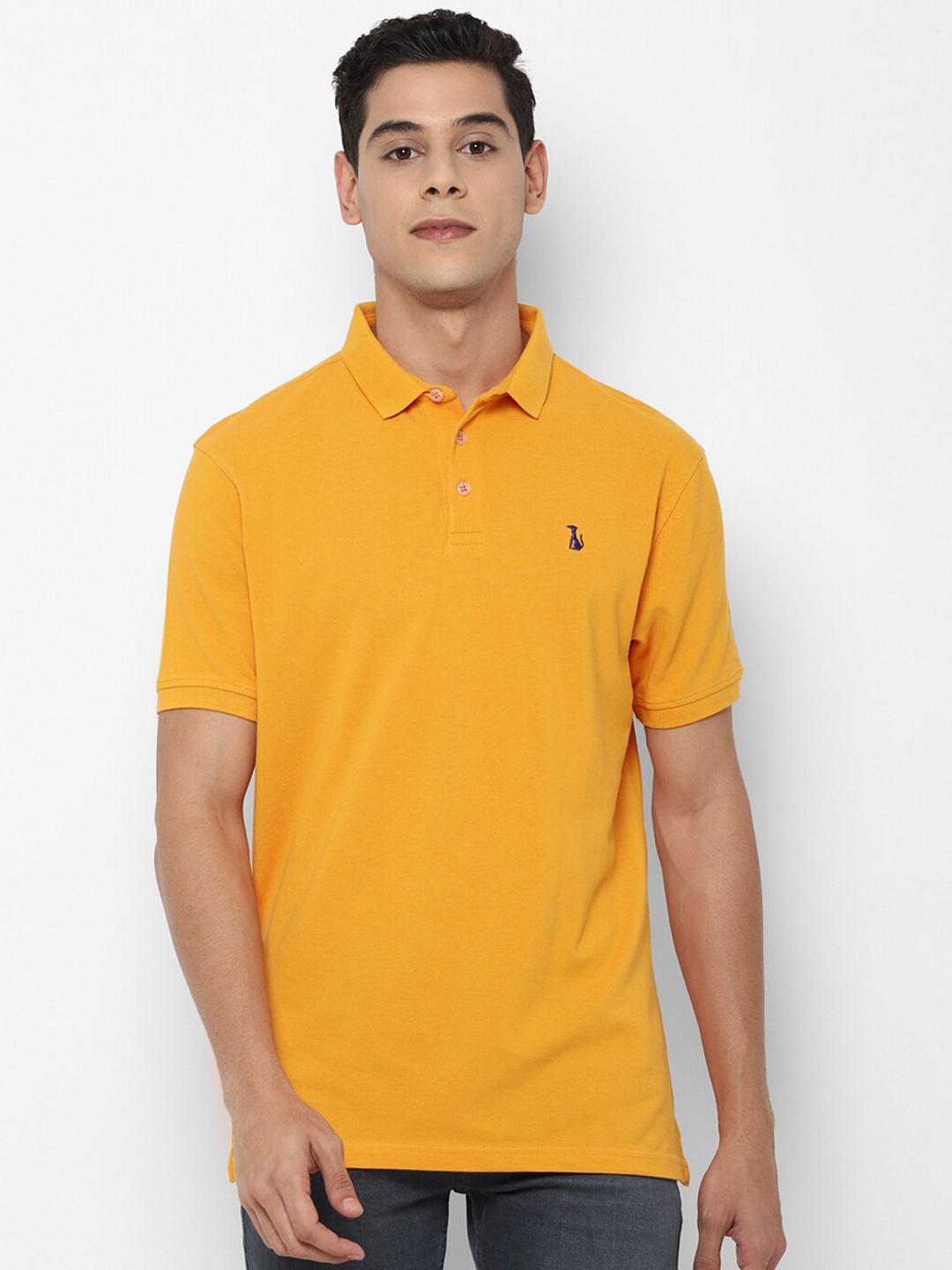 

SIMON CARTER LONDON Men Yellow Solid Polo Collar Slim Fit T-shirt