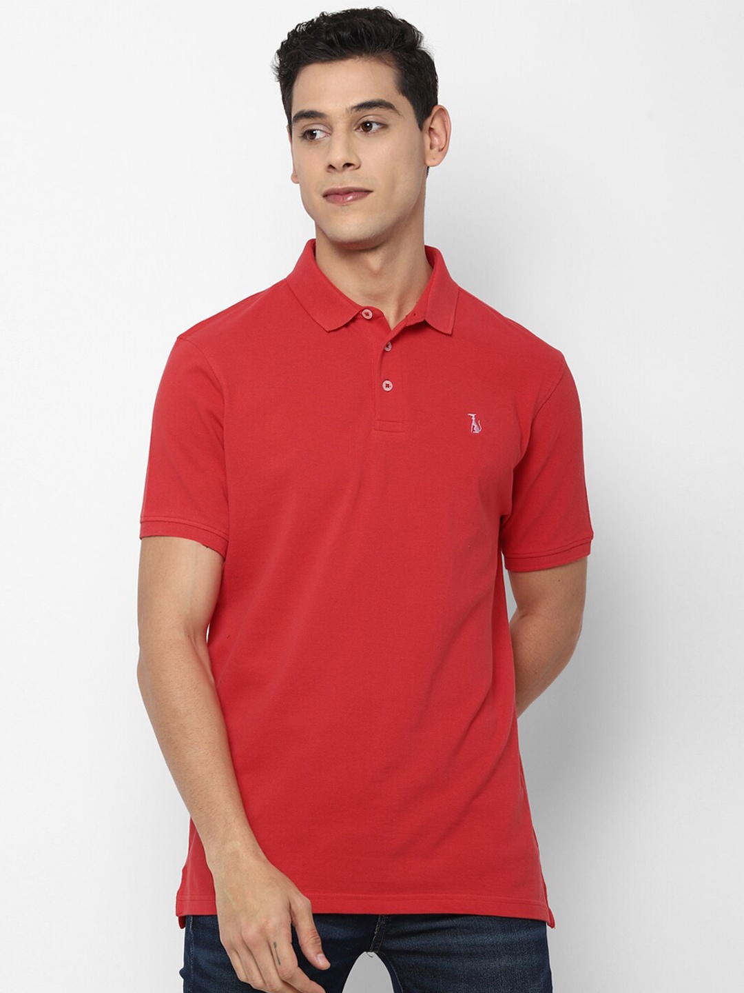 

SIMON CARTER LONDON Men Red Solid Polo Collar Slim Fit T-shirt