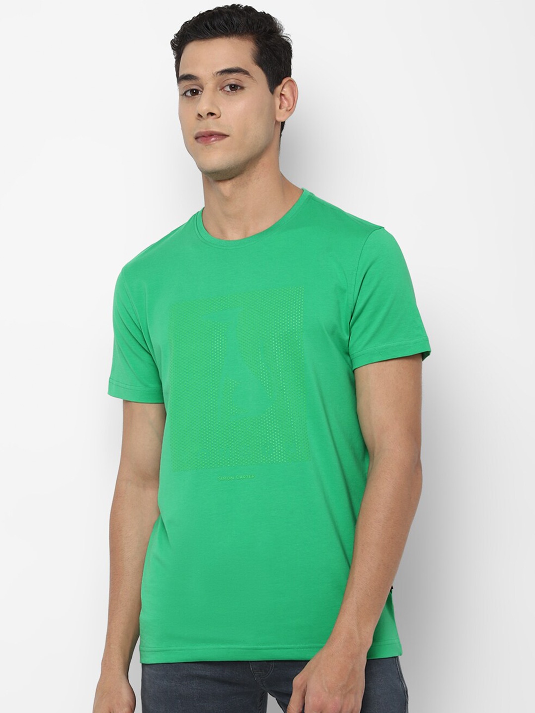

SIMON CARTER LONDON Men Green Solid Slim Fit T-shirt