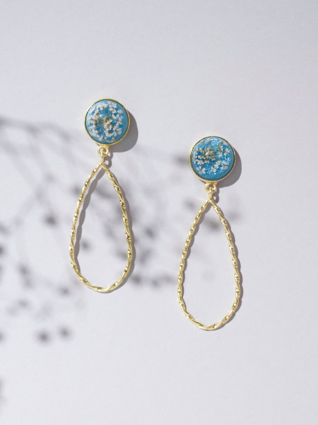 

March by FableStreet Gold-Plated & Blue Teardrop Shaped Drop Earrings