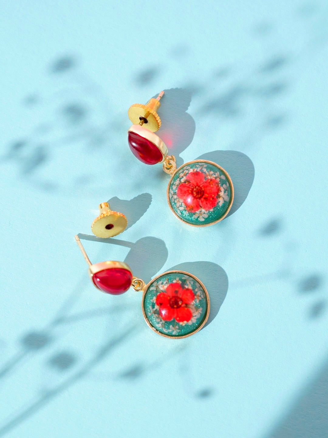 

March by FableStreet Red Circular Studs Earrings