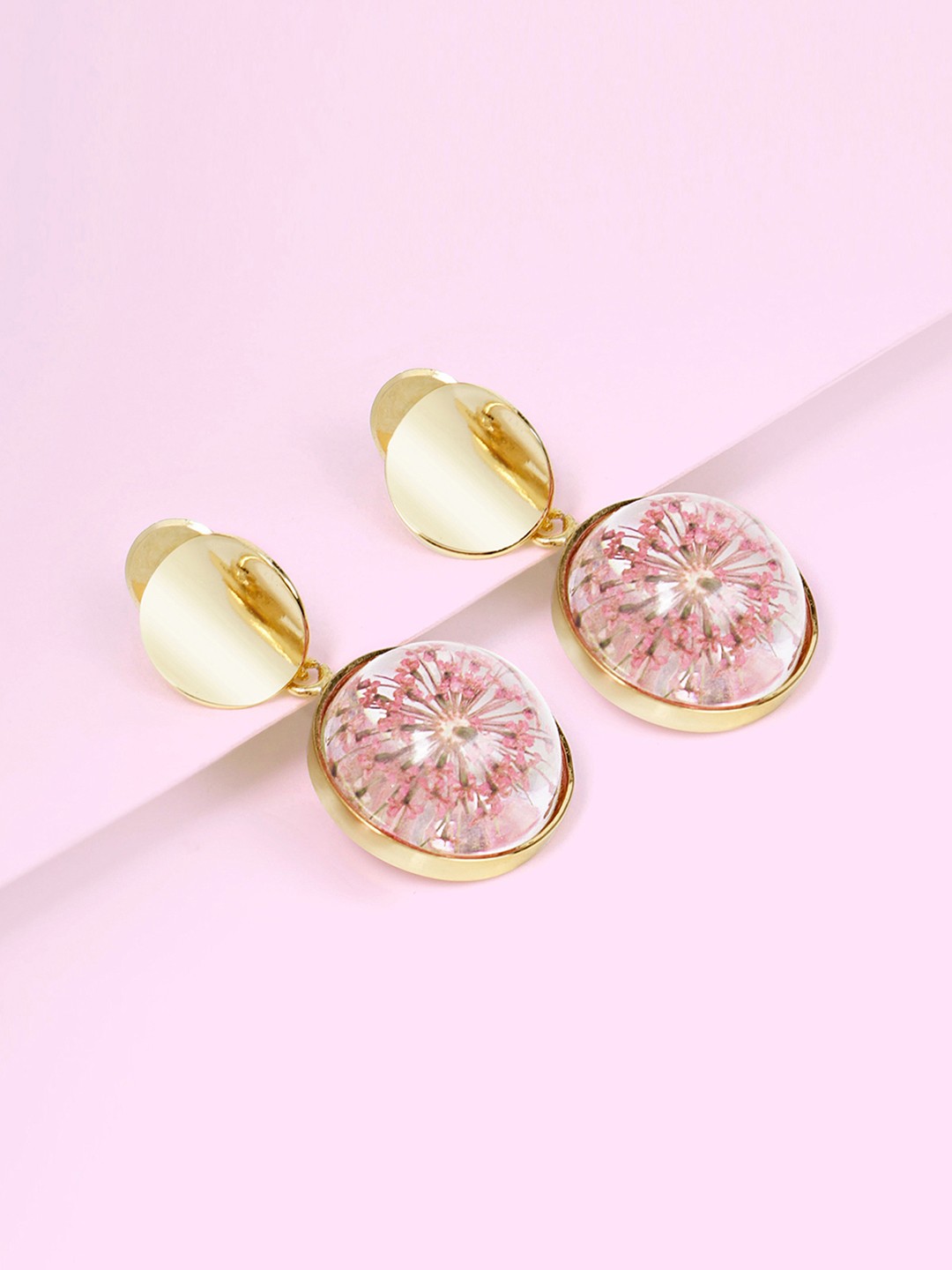

Mikoto by FableStreet 18K Gold-Plated & Pink Dry Flower Drop Earrings