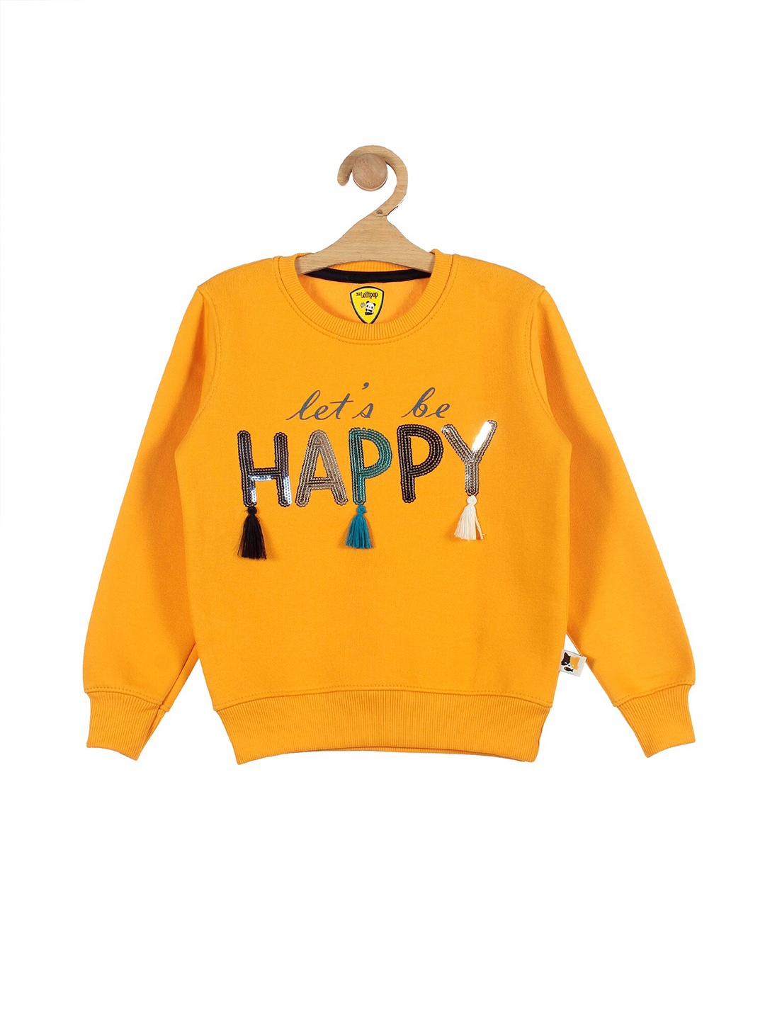

Lil Lollipop Girls Mustard Yellow & Blue Typography Printed Pure Cotton Sweatshirt