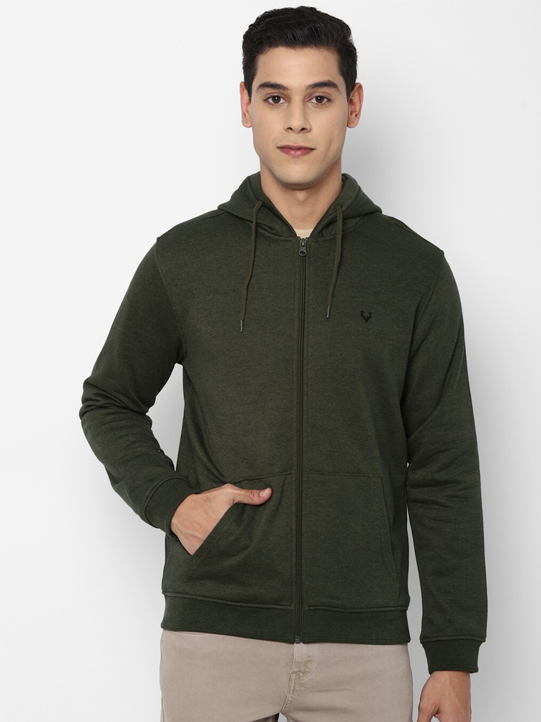 

Allen Solly Sport Men Olive Green Hooded Sweatshirt