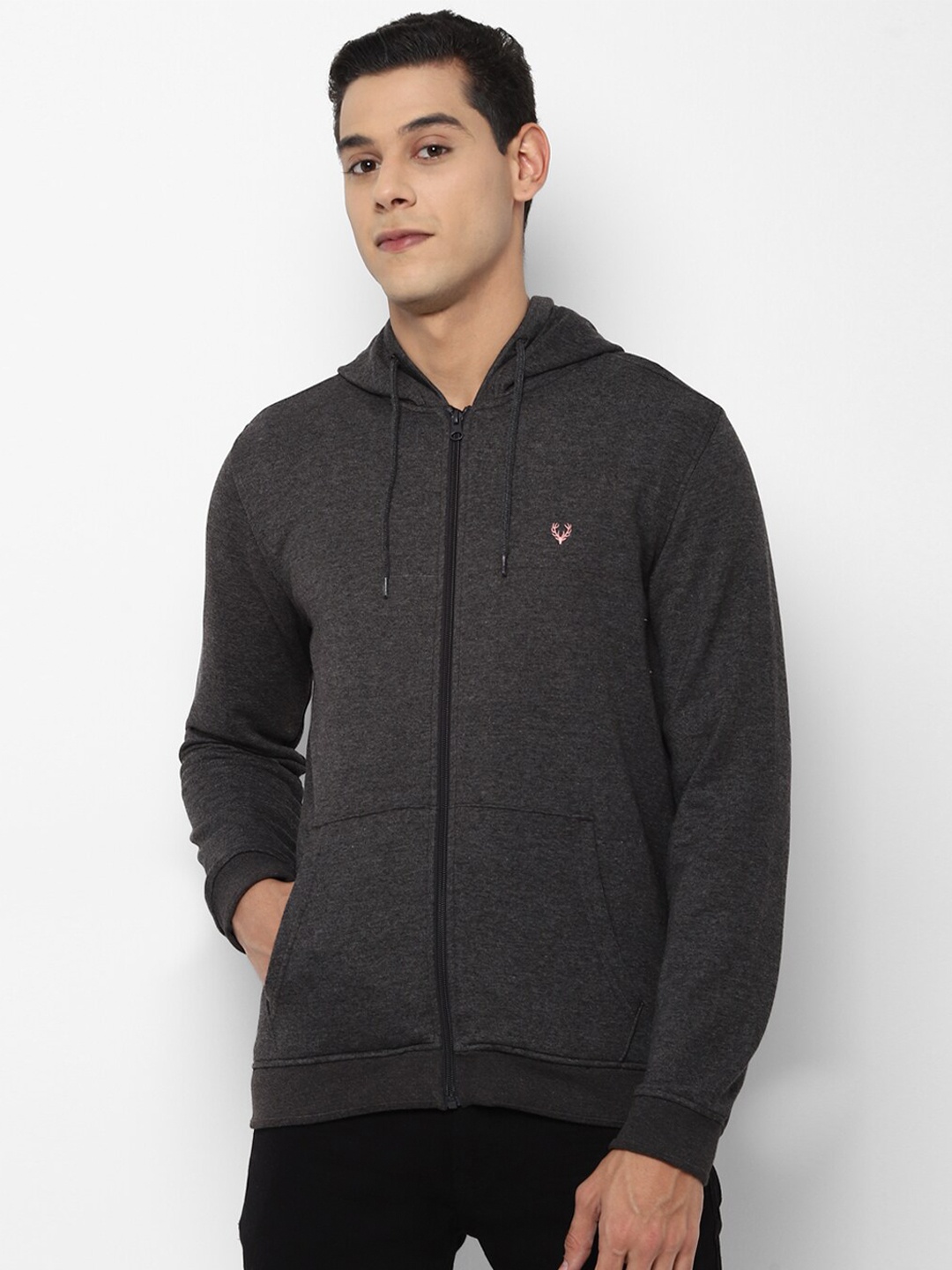 

Allen Solly Sport Men Grey Pure Cotton Hooded Sweatshirt