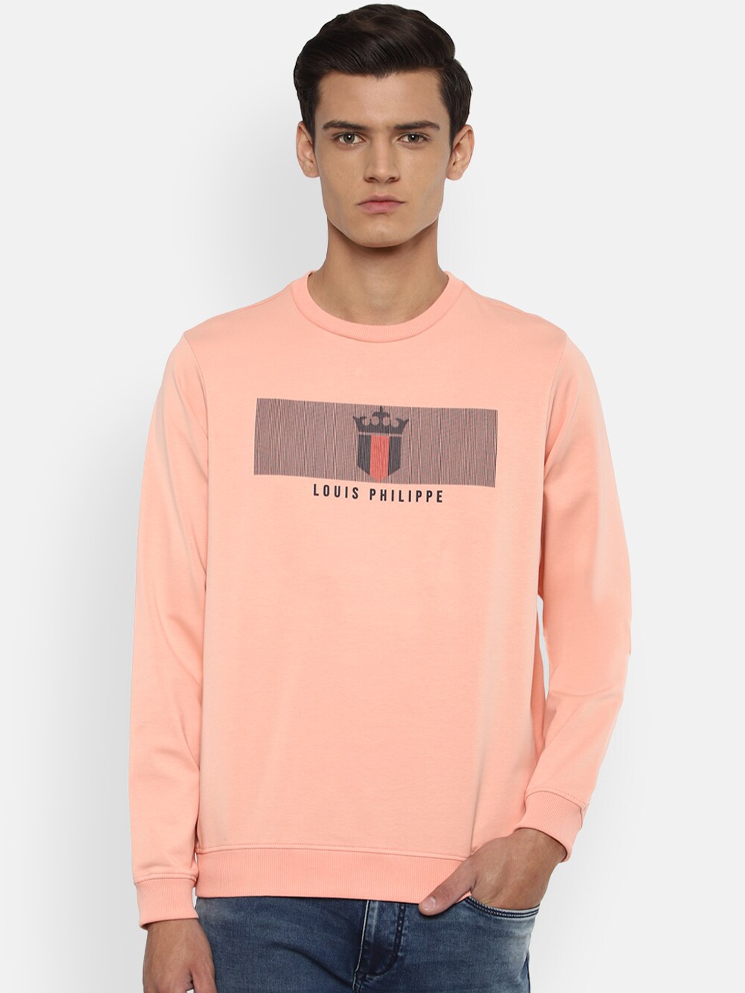 

Louis Philippe Sport Men Peach-Coloured Printed Sweatshirt