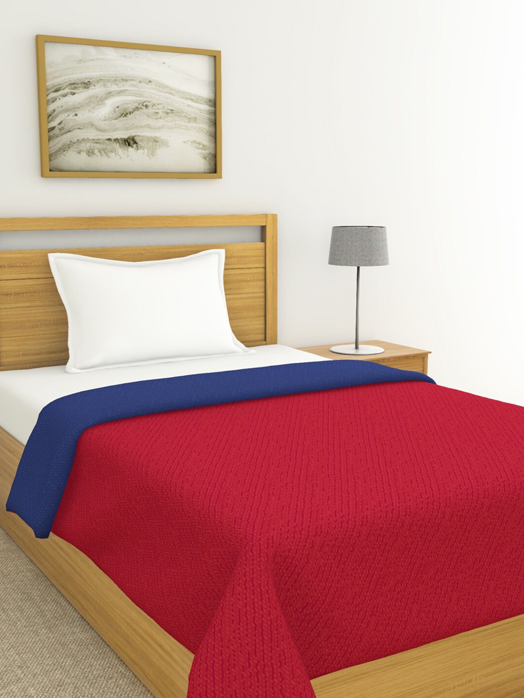

BIANCA Red & Blue Microfiber AC Room 150 GSM Single Bed Quilt