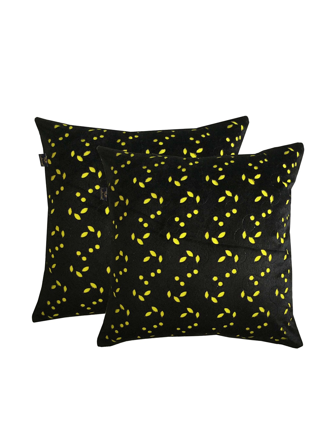 

Lushomes Set of 2 Square Cushion Covers, Black