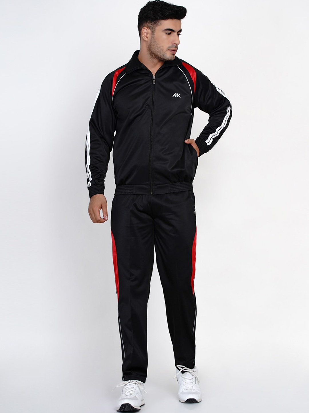 

FABNEST Men Black & Red Solid Tracksuit