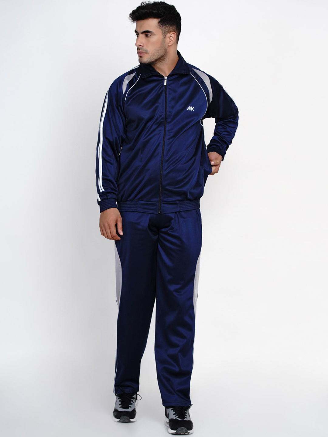 

FABNEST Men Navy Blue Solid Tracksuit