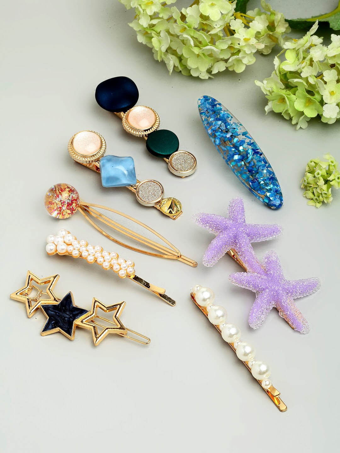 

Ferosh Women Set of 8 Gold Star-Starfish Hair Pins