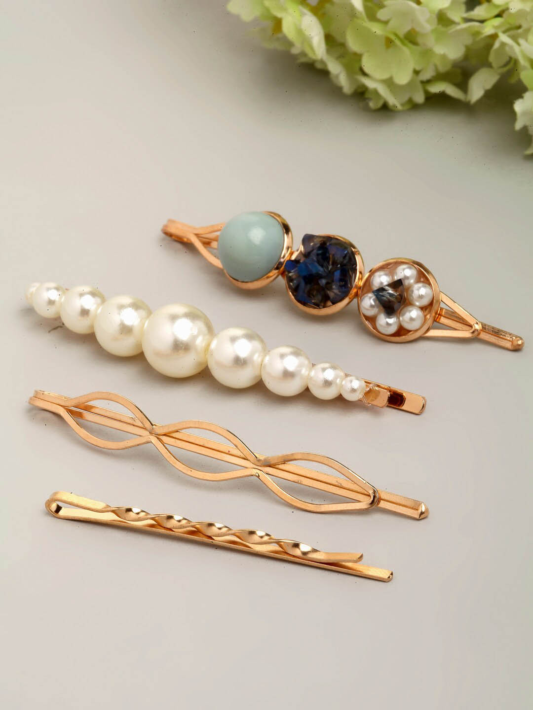 

Ferosh Women Pack Of 4 Gold-Toned Hair Pin Set