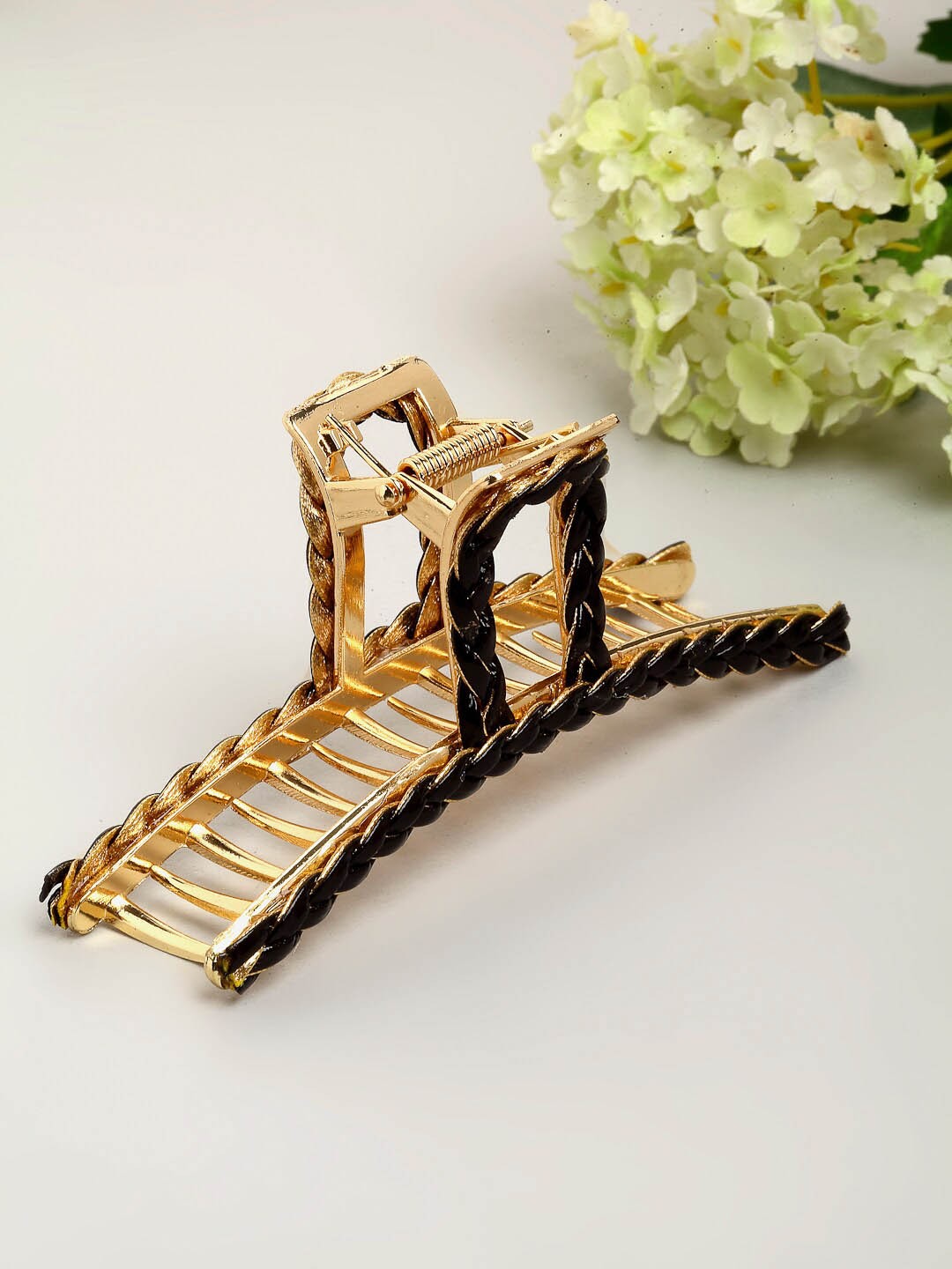 

Ferosh Women Gold-Toned & Black Embellished Kifahari Hair Clutch