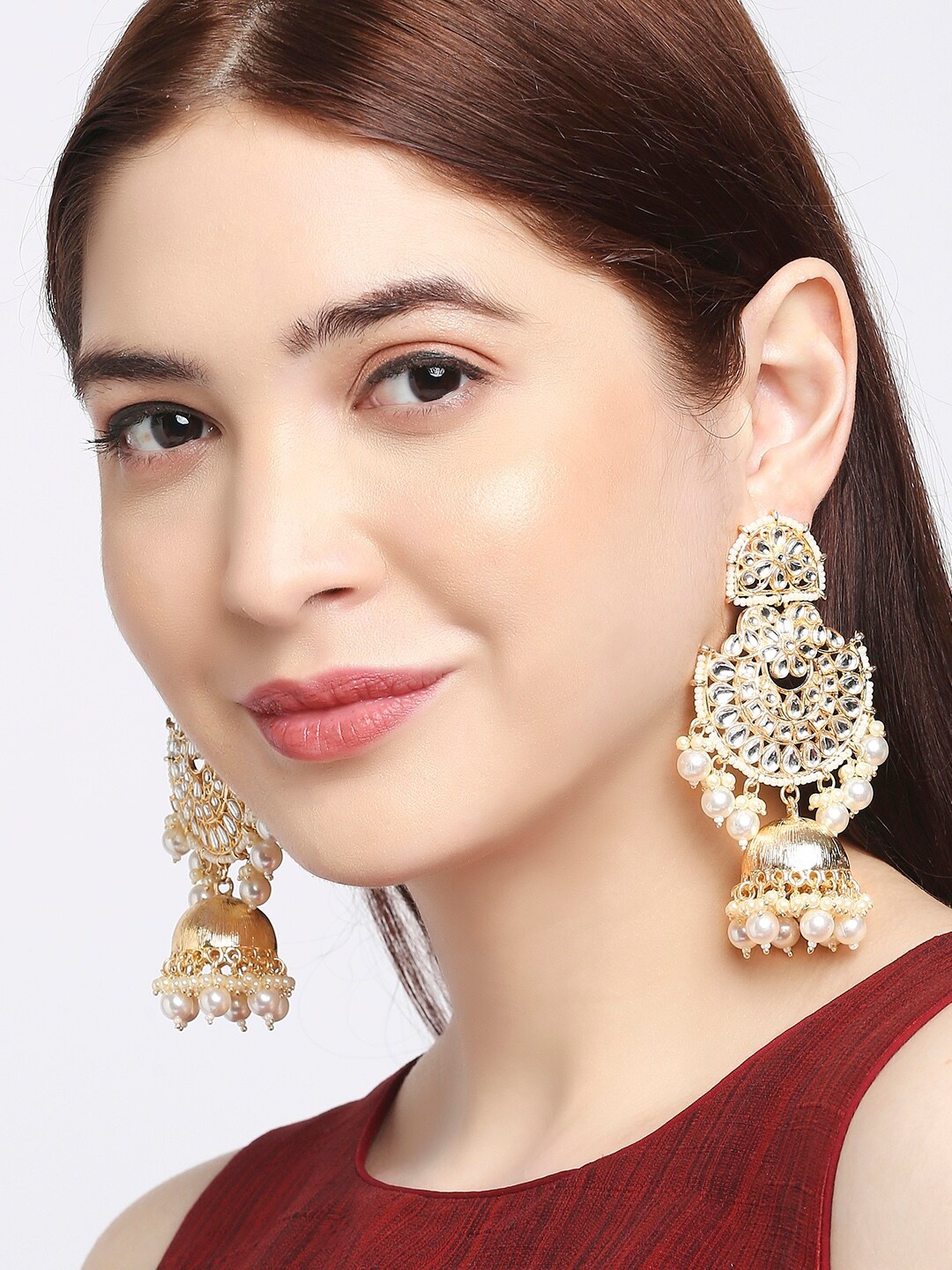 

OOMPH Gold-Toned Dome Shaped Jhumkas Earrings