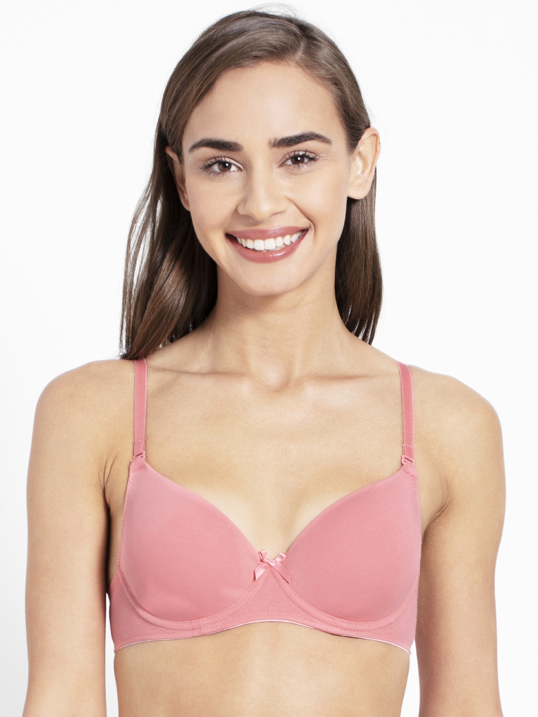 

Jockey Peach-Coloured Solid Underwired Lightly Padded T-shirt Bra 1245-0105-PBLOS
