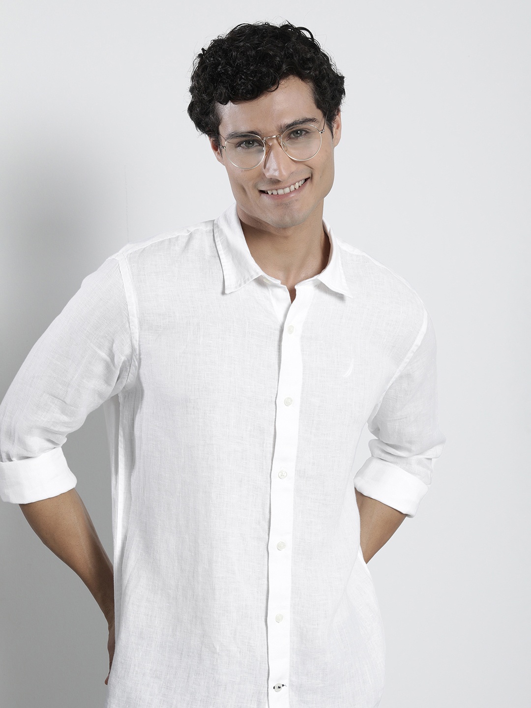 

Nautica Men Classic Linen Casual Shirt, White