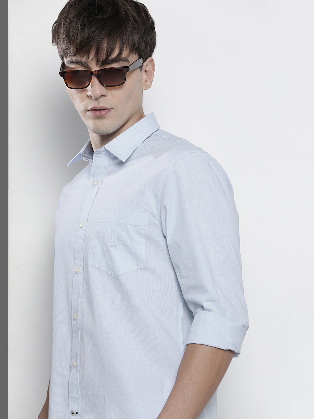 

Nautica Men Blue Slim Fit Casual Shirt