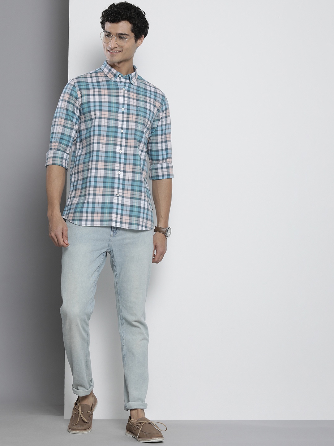 

Nautica Men Classic Checked Casual Shirt, Blue