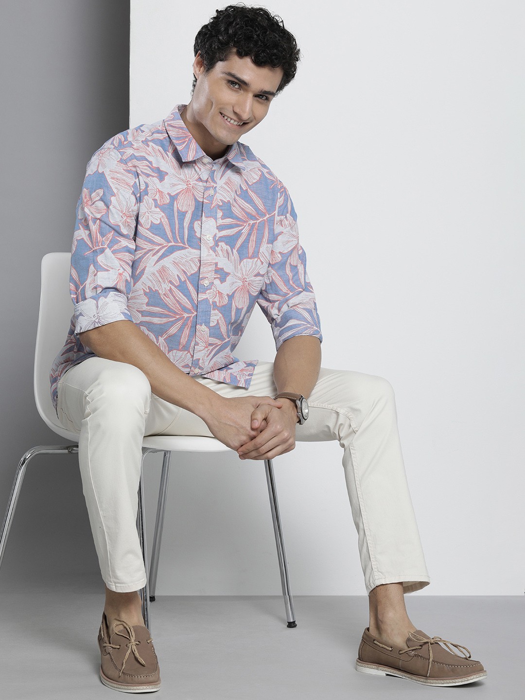 

Nautica Men Classic Floral Printed Casual Shirt, Blue